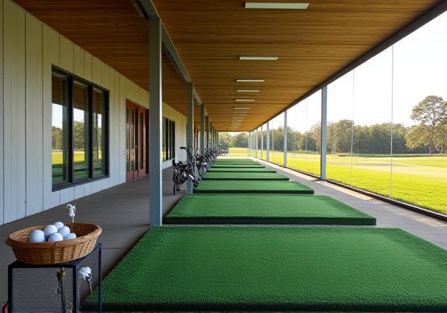 Vista panoramica del campo pratica con postazioni coperte